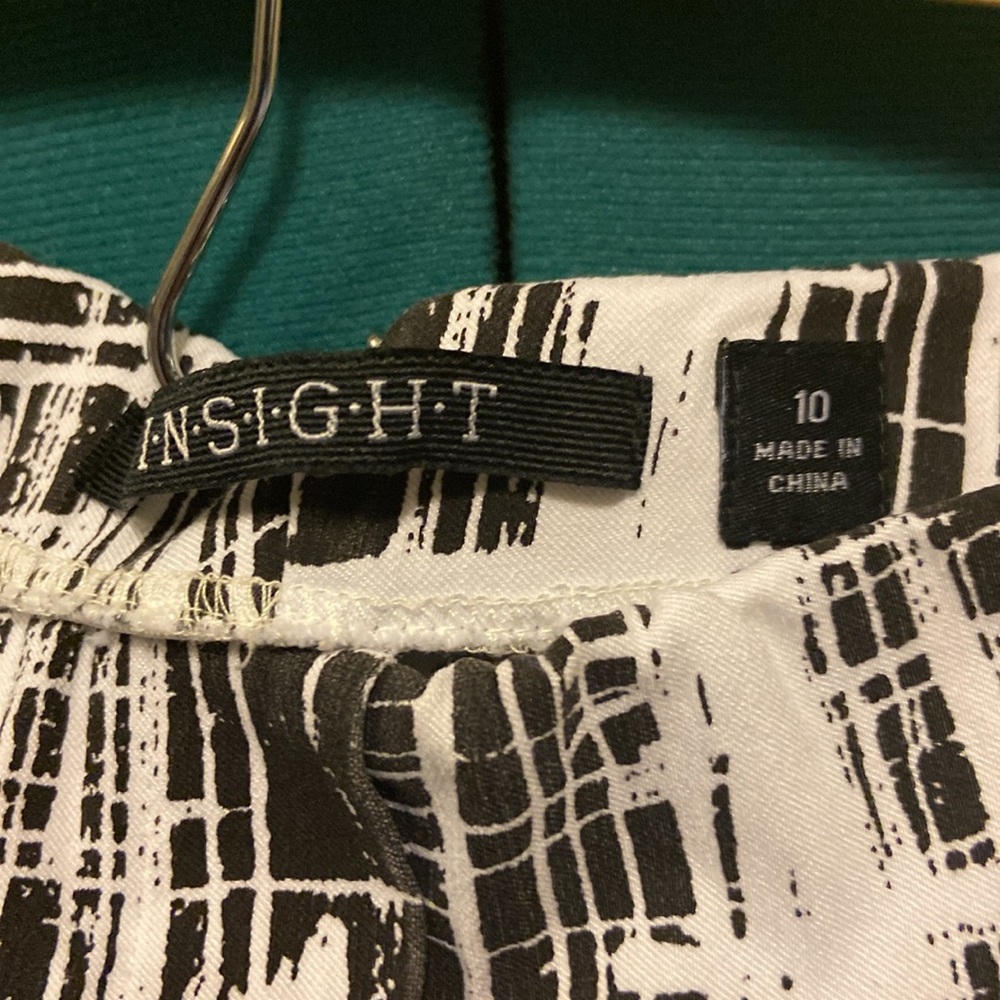 INSIGHT STRECH STRAIGHT PANTS Black & White Stripes like paint pull on - Picture 4 of 7